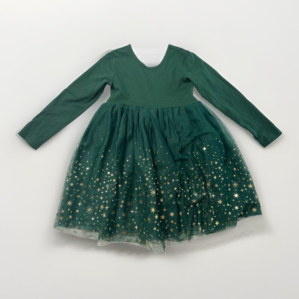 Hanna Andersson Green Tulle Holiday Long Sleeved Dress Size 110cm 5 Girls